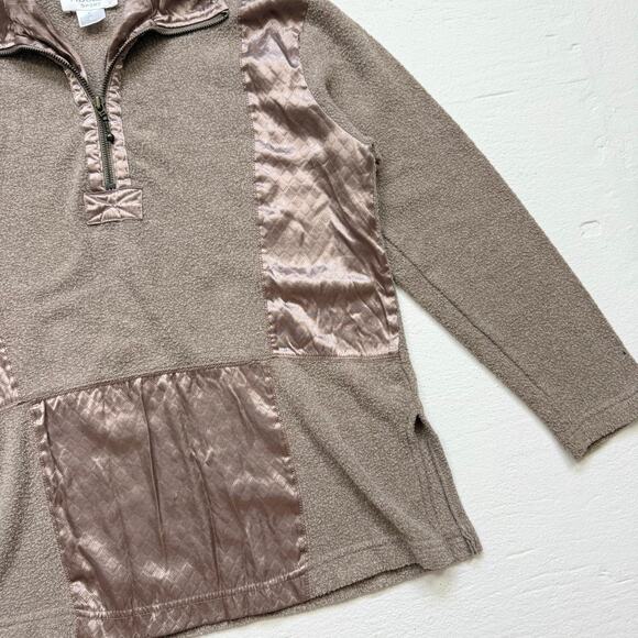 Vintage 90s Adolfo Sport Satin Fleece Quarter Zip Pullover, Size Small - Picture 3 of 6